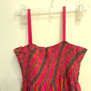 Smocked top boho sundress with coins size S